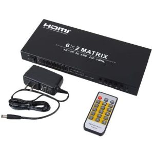 6x2 HDMI Matrix Switch/Splitter 6-in, 2-out Box konverter távirányítóval