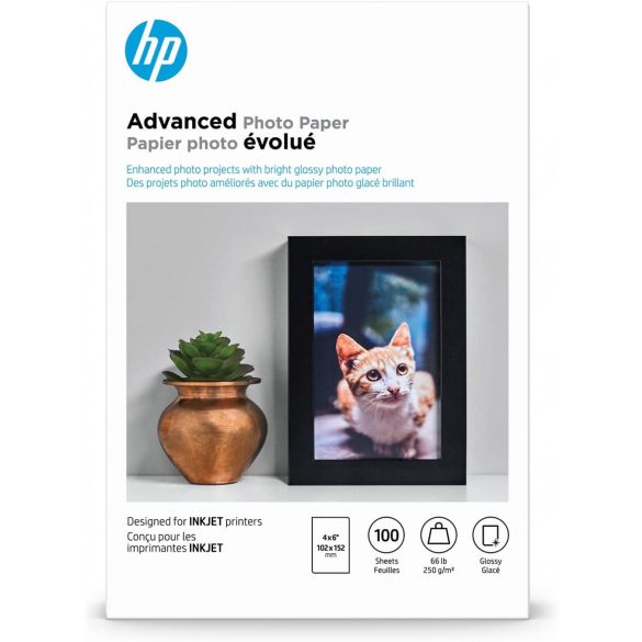 HP speciális fotópapír, fényes, 65 font, 4 x 6 hüvelyk (101 x 152 mm), 100 lap Q6638A