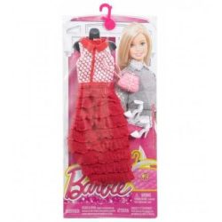   Barbie ® baba ruha, eredeti, modern sziluett pink elegáns piros hosszú ruha