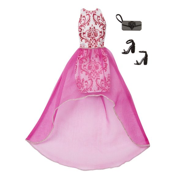 Barbie ® baba ruha, eredeti, modern sziluett pink elegáns piros hosszú ruha