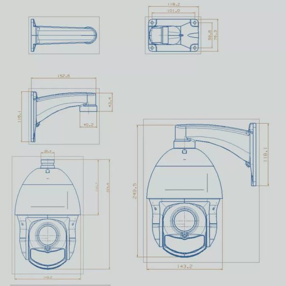 4,5 hüvelykes 1080P 36X AHD/CVI/TVI/CVBS 4 az 1-ben PTZ sebességmérő kupola kamera CCTV rendszerhez