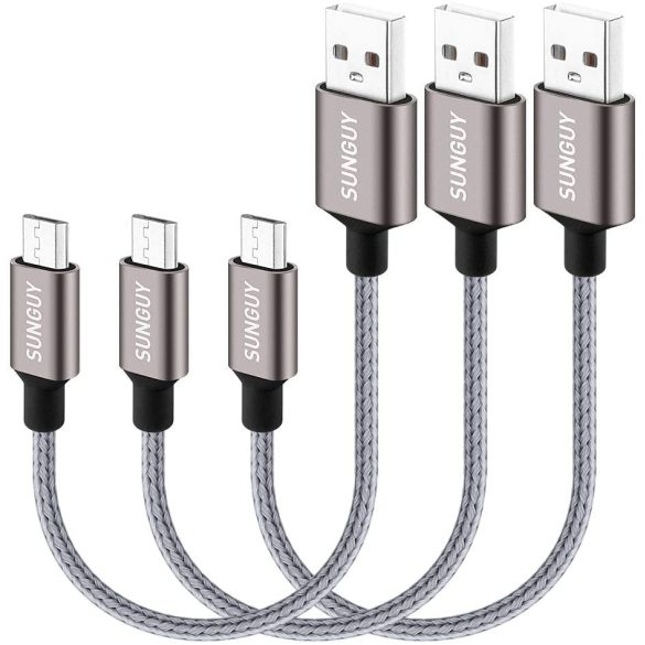 SUNGUY rövid mikro-USB-kábel, 3-csomagos, 0,5 m x 3 fonott
