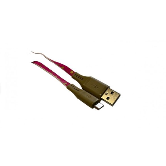 Uname - USB - Micro USB kábel, Rózsaszín pöttyös
