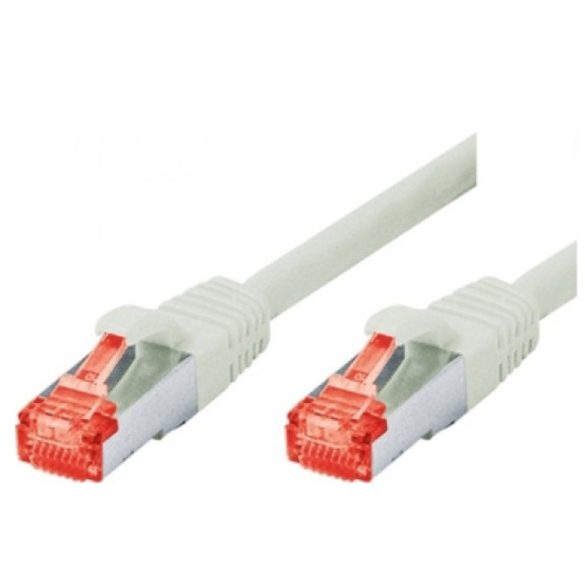 Tecline patch kábel Cat. 6, S/FTP (PiMF), halogénmentes, reteszelő védelemmel, szürke, 5,0 m Árnyékolt patch kábel keskeny megtörés elleni védelemmel