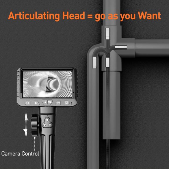 DXZtoz 10ft csuklós boreszkóp könnyű, kétirányú kormányzással, ipari endoszkóp ellenőrző kamera 0, 33 hüvelykes száloptikai kígyókamera vízálló elektromos fali csővezeték-vizsgálathoz