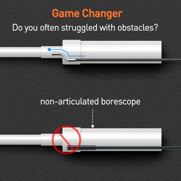 DXZtoz 10ft csuklós boreszkóp könnyű, kétirányú kormányzással, ipari endoszkóp ellenőrző kamera 0, 33 hüvelykes száloptikai kígyókamera vízálló elektromos fali csővezeték-vizsgálathoz