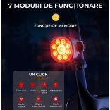 Ultra fényes első/hátsó kerékpárlámpa készlet, USB-vel újratölthető fényszóróval, 8 üzemmóddal és leállással 7 üzemmóddal, vízálló IP65, éjjel-nappal látható, fekete 