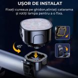 Ultra fényes első/hátsó kerékpárlámpa készlet, USB-vel újratölthető fényszóróval, 8 üzemmóddal és leállással 7 üzemmóddal, vízálló IP65, éjjel-nappal látható, fekete 