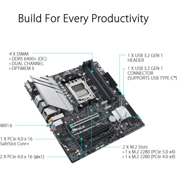 Alaplap ASUS PRIME B650M-A WIFI II, AM5 foglalat