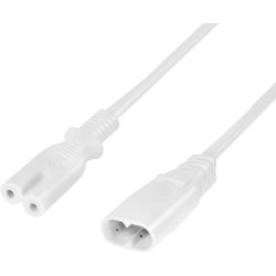   Logilink Power cord extension IEC C8 male to IEC C7 female 2m White, 162314, Kábel
