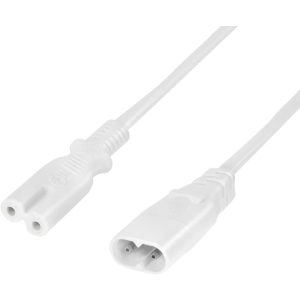 Logilink Power cord extension IEC C8 male to IEC C7 female 2m White, 162314, Kábel