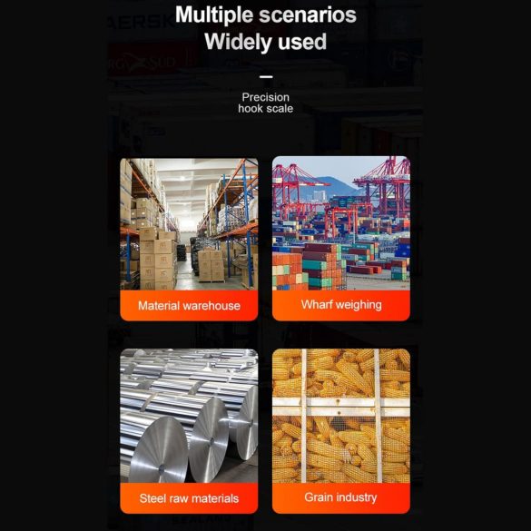 Elektronikus darumérleg 1500kg LED kijelzővel, több mérőegységgel, vastagított kampóval, ipari használatra