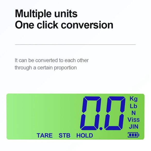 Elektronikus darumérleg 1500kg LED kijelzővel, több mérőegységgel, vastagított kampóval, ipari használatra