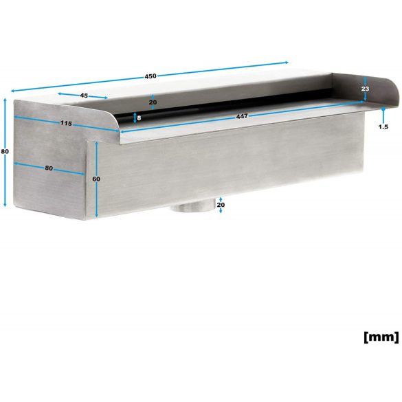 Wiltec Rozsdamentes acél kerti vízesés 45cm