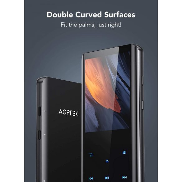 AGPTEK 32 GB-os MP3-lejátszó Bluetooth 5.0-val, 2.4 hüvelyk, ívelt képernyős zenelejátszó