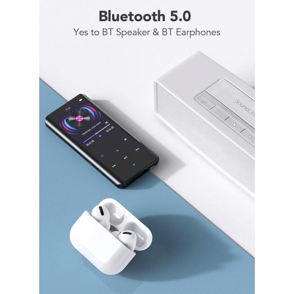 AGPTEK 32 GB-os MP3-lejátszó Bluetooth 5.0-val, 2.4 hüvelyk, ívelt képernyős zenelejátszó