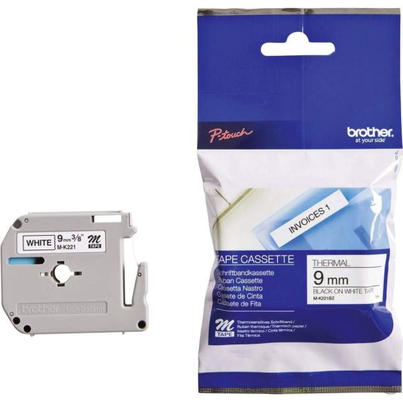 Laminált címkék Brother MK221BZ fekete fehér szalagon, 9 mm