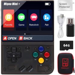   Miyoo Mini Plus játékkonzol, 3,5 hüvelykes, 64G, több emulátor támogatása, 10000+ játék, lila, KINGTRONG®