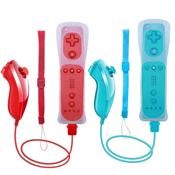 2 az 1-ben vezeték nélküli távirányító, kompatibilis a Nintendo Wii/Wii U konzolokkal, Motion Plus Bluetooth Gamepaddel és Wii Nunchuk vezérlővel