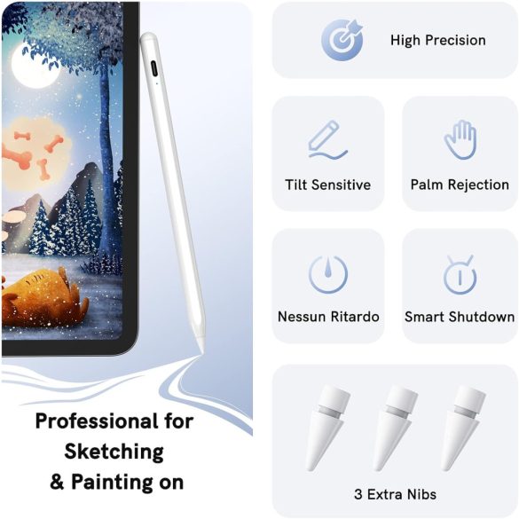 Aktív Stylus toll, kompatibilis IOS érintőképernyőkkel, iPadhez való ceruza kettős érintési funkcióval