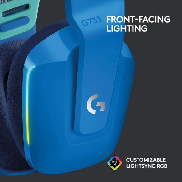 Logitech G733 Lightspeed Vezeték nélküli gaming fejhallgató, RGB, Kék