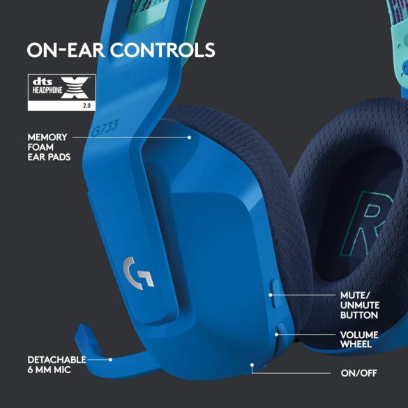 Logitech G733 Lightspeed Vezeték nélküli gaming fejhallgató, RGB, Kék