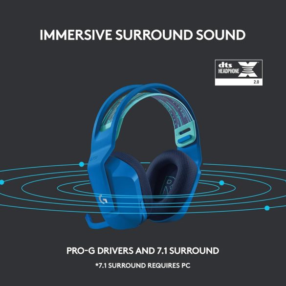Logitech G733 Lightspeed Vezeték nélküli gaming fejhallgató, RGB, Kék