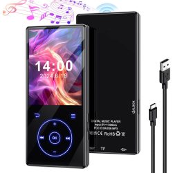   Olycism 64 GB-os MP3-lejátszó Bluetooth-szal, MP3-lejátszó beépített HD hangszóróval, 450 mAh-s akkumulátorral, HiFi hangfunkciókkal, többek között FM-rádióval, hangfelvétellel, e-könyvekkel, képnézegetéssel, ideális sportközvetítésekhez.