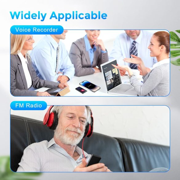 Olycism 64 GB-os MP3-lejátszó Bluetooth-szal, MP3-lejátszó beépített HD hangszóróval, 450 mAh-s akkumulátorral, HiFi hangfunkciókkal, többek között FM-rádióval, hangfelvétellel, e-könyvekkel, képnézegetéssel, ideális sportközvetítésekhez.