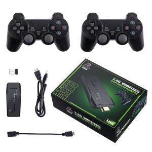 Retro videojáték-konzol, ABS, 2.4G vezeték nélküli, 64GB, TV-hez, HDMI, Fekete, OEM
