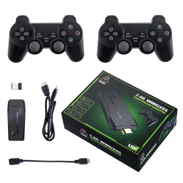 Retro videojáték-konzol, ABS, 2.4G vezeték nélküli, 64GB, TV-hez, HDMI, Fekete, OEM