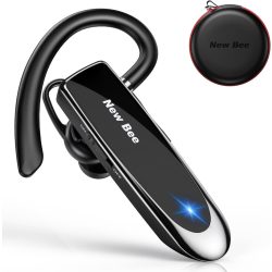   New Bee Bluetooth headset, vezeték nélküli Bluetooth headset, kihangosító hívás a fülben tiszta hangrögzítési technológiával, fülbe helyezhető headsetek iPhone, Samsung, Huawei, HTC, Sony stb. készülékekhez (Black2022)