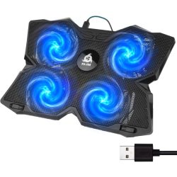   KLIM Wind Laptop Hűtőpad - Több mint 500 000 eladott darab - Új verzió - A legerősebb gyors működésű hűtőventilátor - Laptop állvány 4 hűtőventilátorral 1200 RPM-en - USB ventilátor - PS5 PS4 - Kék