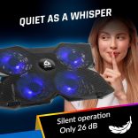 KLIM Wind Laptop Hűtőpad - Több mint 500 000 eladott darab - Új verzió - A legerősebb gyors működésű hűtőventilátor - Laptop állvány 4 hűtőventilátorral 1200 RPM-en - USB ventilátor - PS5 PS4 - Kék