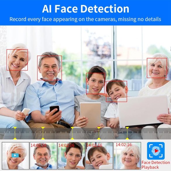 4K 8 csatornás POE NVR, GANMBHER hálózati videórögzítő biztonsági kamerarendszerekhez, 4K/5MP/4MP/3MP/1080P POE IP kamerák támogatása, arcfelismerés, 24/7 felvétel + 8 Kamera