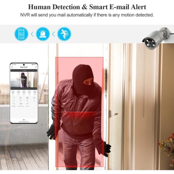 4K 8 csatornás POE NVR, GANMBHER hálózati videórögzítő biztonsági kamerarendszerekhez, 4K/5MP/4MP/3MP/1080P POE IP kamerák támogatása, arcfelismerés, 24/7 felvétel + 8 Kamera