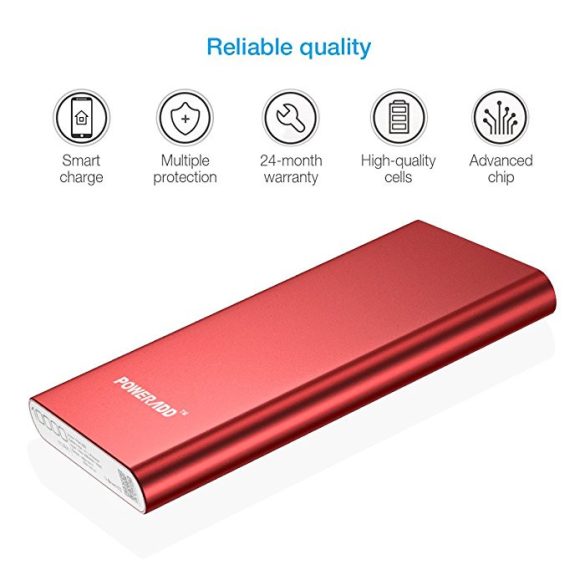 Poweradd 2nd Gen Pilot 2GS 10000mAh - powerbank  dual USB 3.4A piros szín