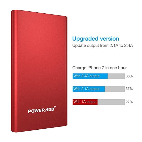 Poweradd 2nd Gen Pilot 2GS 10000mAh - powerbank  dual USB 3.4A piros szín