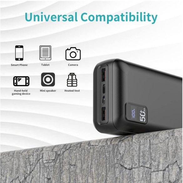 Uname Y67 Power Bank 30000 mAh 22, 5 W-os gyorstöltő hordozható töltő USB-C, 3 kimenettel és 2 bemenettel LED-kijelző Hatalmas kapacitású külső akkumulátorcsomag 