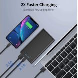 Uname - Hordozható Power Bank 26800mah, Ultra-nagy kapacitású, 2 USB kimeneti nagysebességű töltő Power bank 