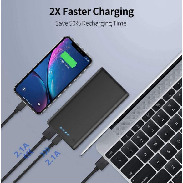 Uname - Hordozható Power Bank 26800mah, Ultra-nagy kapacitású, 2 USB kimeneti nagysebességű töltő Power bank 