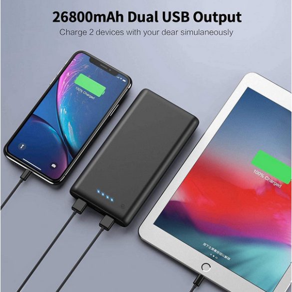 Uname - Hordozható Power Bank 26800mah, Ultra-nagy kapacitású, 2 USB kimeneti nagysebességű töltő Power bank 