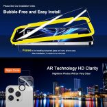 QHOHQ iPhone 16 Pro Max képernyővédő fólia kamera lencsevédővel, [katonai fokozatú törésálló], felső 9H+ edzett üveg, teljes élfedés, rendkívül tartós, telepítőeszközzel [3+3 csomag]