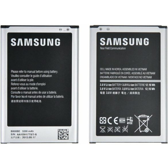 Eredeti Samsung akkumulátor B800BE 3200mAh 3,8V Li-ion 12,16Wh Galaxy Note 3 GT-N9000 GT-N9005 (NEM KERESKEDELMI CSOMAGOLÁS)