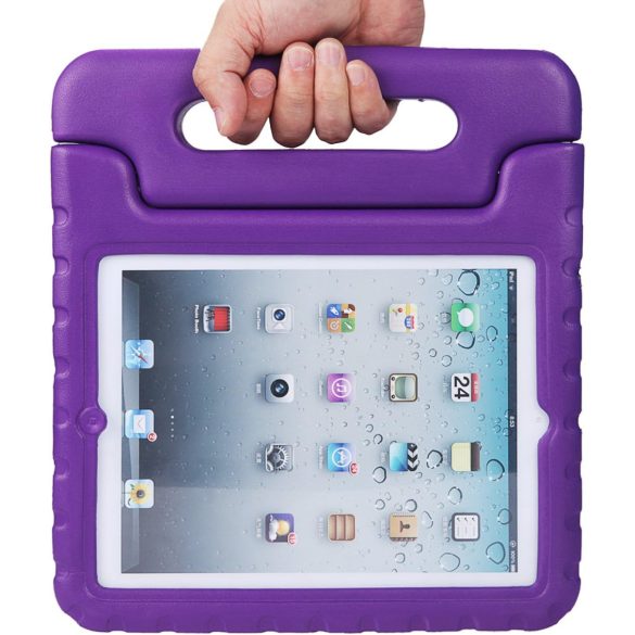 NEWSTYLE Apple iPad 2 3 4 ütésálló tok, könnyű gyerektok, szupervédő tok, fogantyúval és állvánnyal ellátott tok gyerekeknek Apple iPad 4, iPad 3 és iPad 2 2., 3., 4. generációs készülékekhez (lila)