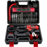 TEENO akkus fúró, 21 V 1,5 Ah max. lítium-ion akkumulátoros fúrókészlet 2 változtatható sebességgel, 21 tartozék, 3/8"-os tokmány kapacitás, 40 max nyomaték, beépített LED(2 akkumulátor)