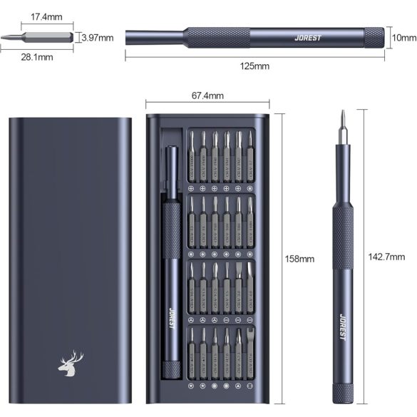 JOREST 25 az 1-ben precíziós csavarhúzó készlet, mini javítószerszámkészlet Torx-szal MacBookhoz, számítógéphez, laptophoz, iPhone-hoz, PS5-höz, Xboxhoz, kapcsolóhoz, szemüveghez, órához, csengőhöz