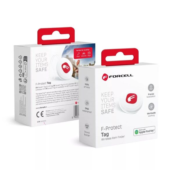 KICSI Bluetooth nyomkövető Forcell Tag Find My Apple Fehér | 32mm