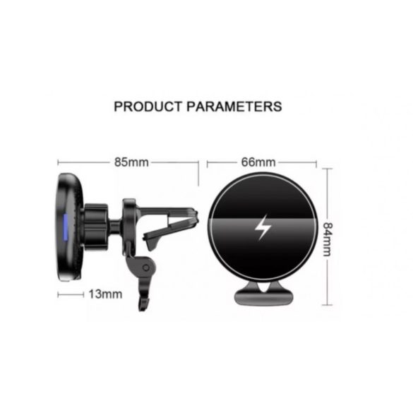 Uname - -Autós mágneses vezeték nélküli telefontöltő, autóba szerelhető, 15W