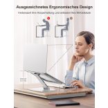 CIRYCASE laptopállvány, állítható magasságú, gyorsan hűlő laptopállvány, Ergonomikus, hordozható alumínium notebookállvány, kompatibilis MacBook Air Pro, Dell, HP 10-16 hüvelykes laptopokkal, nyomtatóállvánnyal